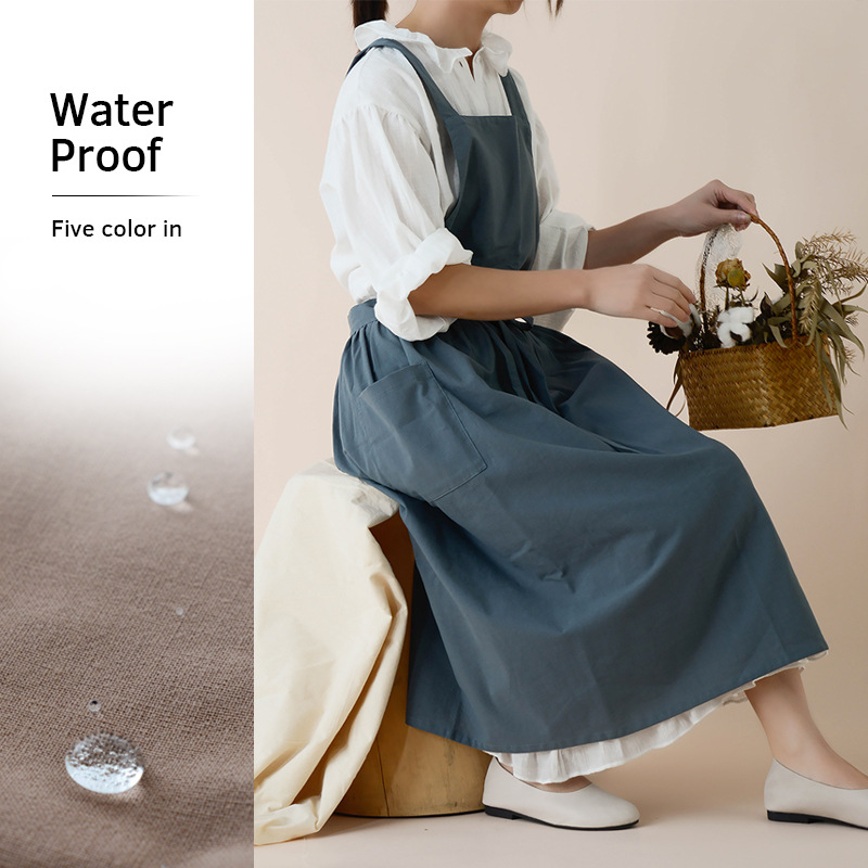Women Cotton Linen Bib Apron J - Home Cooking In Japanese ulasan dan harga
